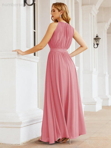 Baoleely Halter Bridesmaid Dress Empire Waist Formal Evening Prom Gown for Mother of The Bride 28030
