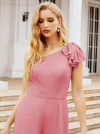 Baoleely Women's One Shoulder Long Jumpsuit Formal Evening Dress Long Bridesmaid Dresses Pants Wedding Party 28034