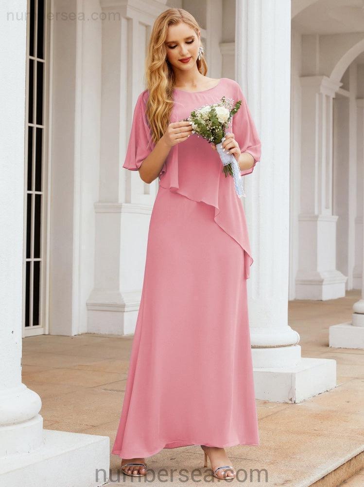 Vestido largo de fiesta formal Sunderly para la madre de la novia con capa de volantes SY28026