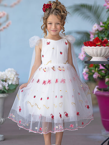 Robe bébé fille en tulle arrivant aux genoux 