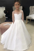 Robe de demoiselle d'honneur blanche sans manches, ravissante