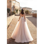 Vestidos de novia para boda en la playa, mujer sexy, escote en V grande, estampado floral 3D, tul, sin mangas, vestidos de novia, vestido de novia, robe maríée