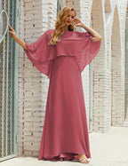 Vestido de dama de honor Sunderly para mujer, manga larga, cuello en V, de gasa, vestido formal de fiesta de boda SY28018