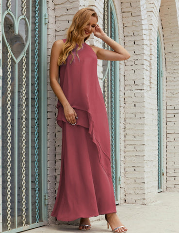 Vestido largo de gasa de talla grande para la madre de la novia, vestido de gala para dama de honor, vestido de graduación SY28019