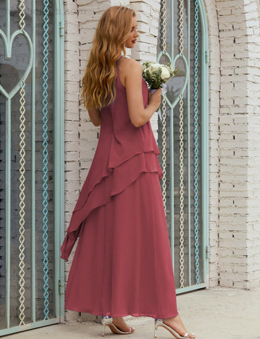 Vestido largo de gasa de talla grande para la madre de la novia, vestido de gala para dama de honor, vestido de graduación SY28019