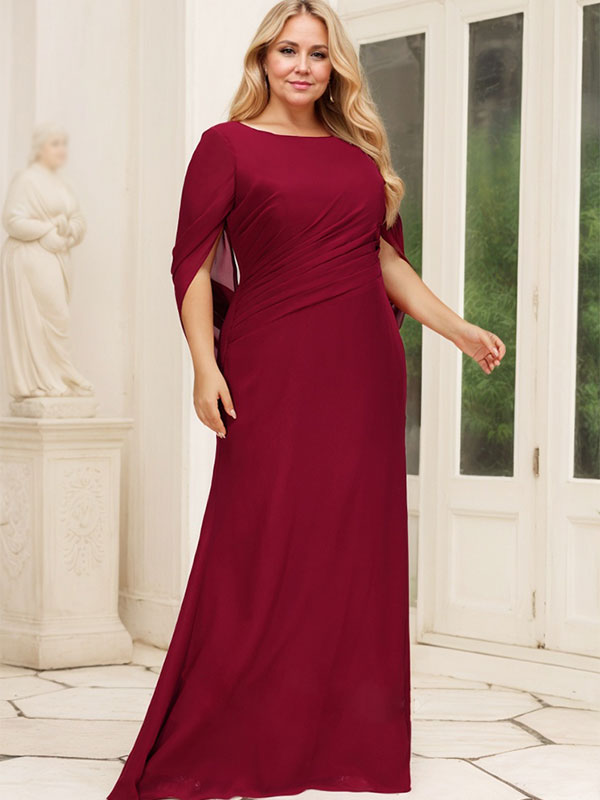 Vestido de chifón hasta el suelo, corte sirena/trompeta, para la madre de la novia, con pliegues 
