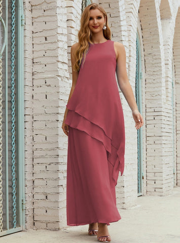 Vestido largo de gasa de talla grande para la madre de la novia, vestido de gala para dama de honor, vestido de graduación SY28019