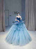 Robe de bal bouffante en tulle dégradé, coupe trapèze, somptueuse, référence Y6786