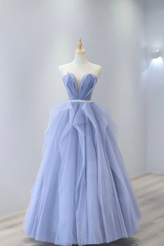 Strapless Tulle Long Prom Dress, Lovely Sweetheart Neckline Evening Dress