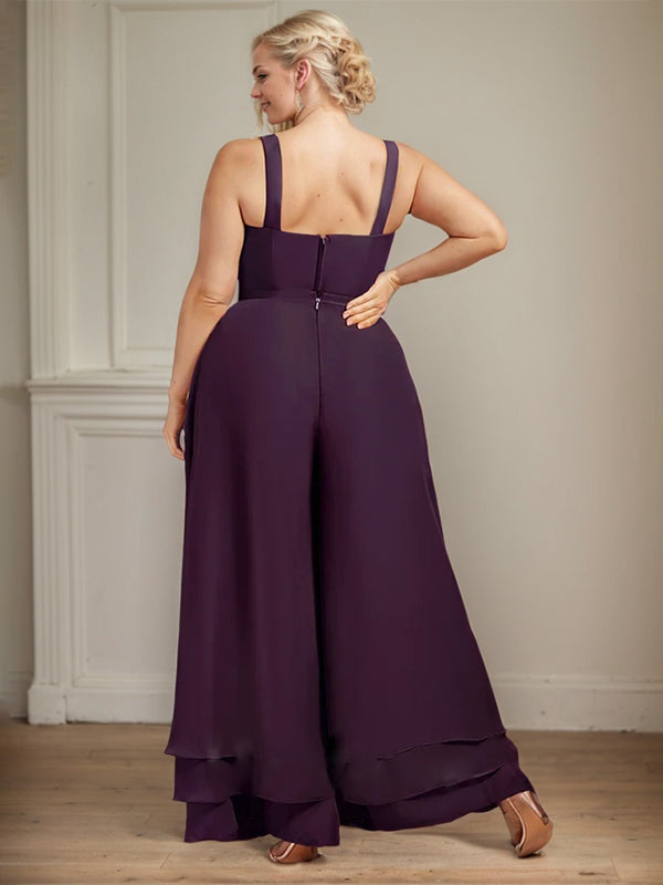 Conjunto de pantalón y chaqueta de dos piezas, corte cuadrado, largo hasta el tobillo, encaje, gasa, vestido de madre de la novia con lentejuelas 