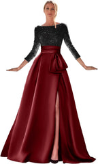 Vestidos formales dorados, vestido dorado, vestido de noche con abertura alta