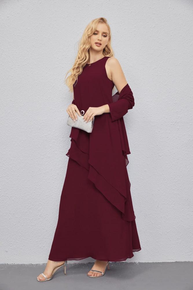 Vestidos de madre de la novia con cárdigan ligero abierto al frente, vestido formal de fiesta 28081 