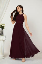 Robe de soirée formelle Baoleely en mousseline de soie, col licou, longue, sans manches, robe de demoiselle d'honneur 2802 
