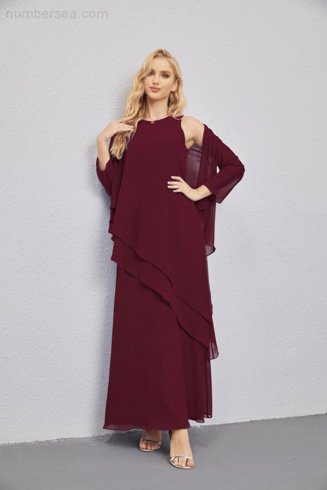 Vestidos de madre de la novia con cárdigan ligero abierto al frente, vestido formal de fiesta 28081 