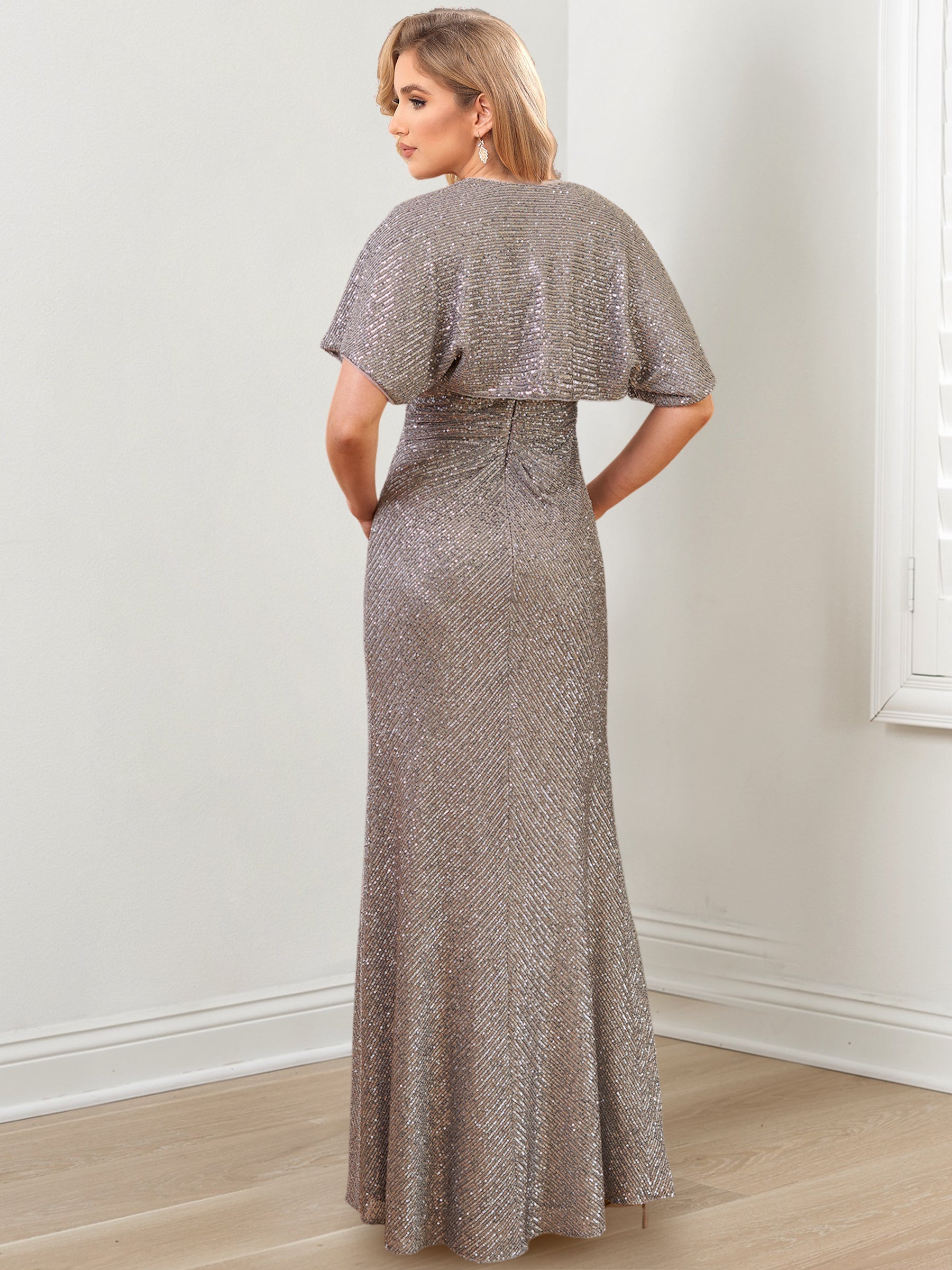 Vestidos de corte recto/columna con un solo hombro y largo hasta el suelo para la madre de la novia 