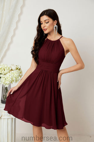 Vestidos de fiesta de bienvenida con cuello halter, vestido formal de cóctel para noche 28011 