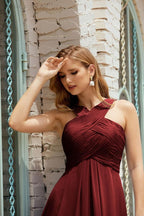 Vestidos de dama de honor con cuello halter, vestido formal de cóctel o de fiesta 28015 