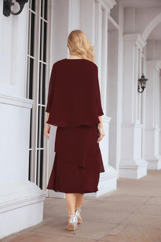 Vestido de fiesta formal de dos piezas corte A para la madre de la novia Sunderly SY28072