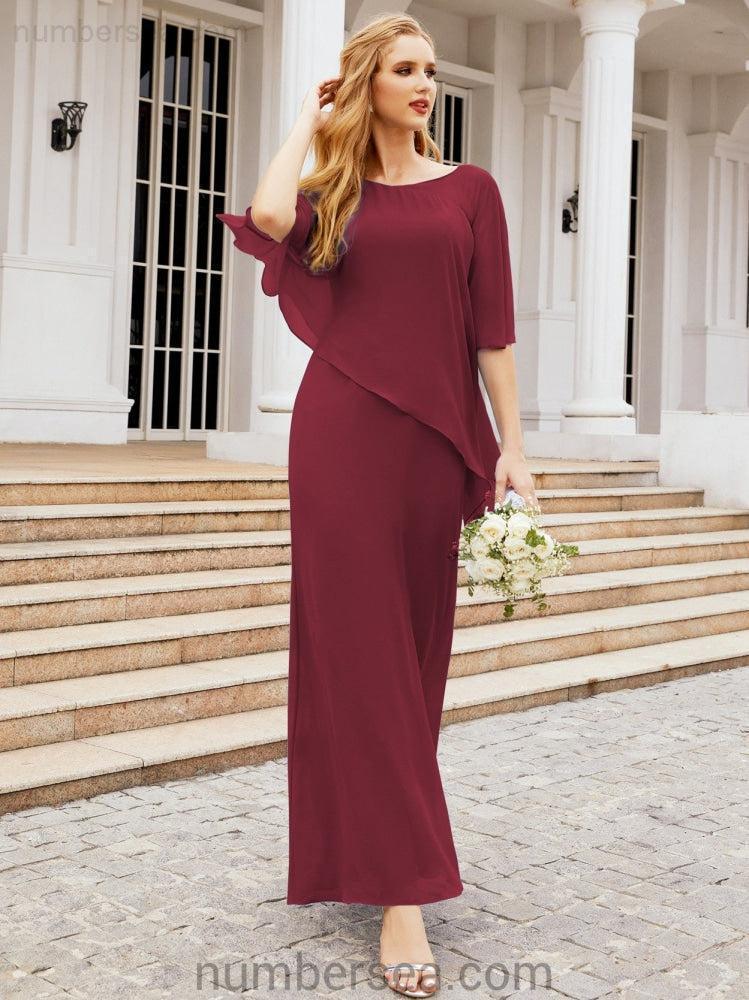 Vestido largo de fiesta formal Sunderly para la madre de la novia con capa de volantes SY28026