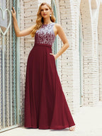 Robe de demoiselle d'honneur en dentelle, longueur au sol, avec poches, 28017 