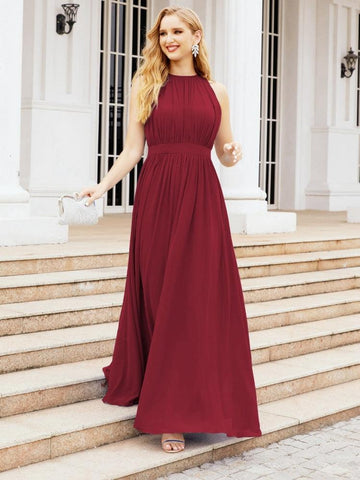 Baoleely Halter Bridesmaid Dress Empire Waist Formal Evening Prom Gown for Mother of The Bride 28030