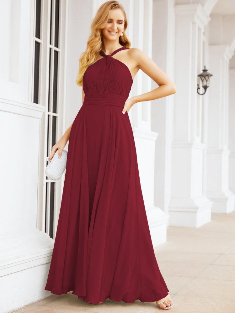 Baoleely Crisscross Halter Bridesmaid Dresses for Party Wedding Evening Prom Maxi Ball Gowns 28053