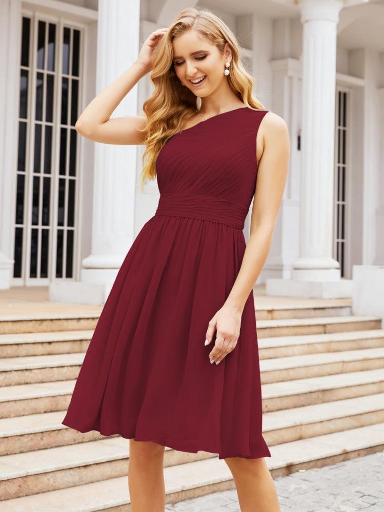 Vestido de fiesta de bienvenida, corto, plisado, de un solo hombro, para fiesta de graduación 28046 
