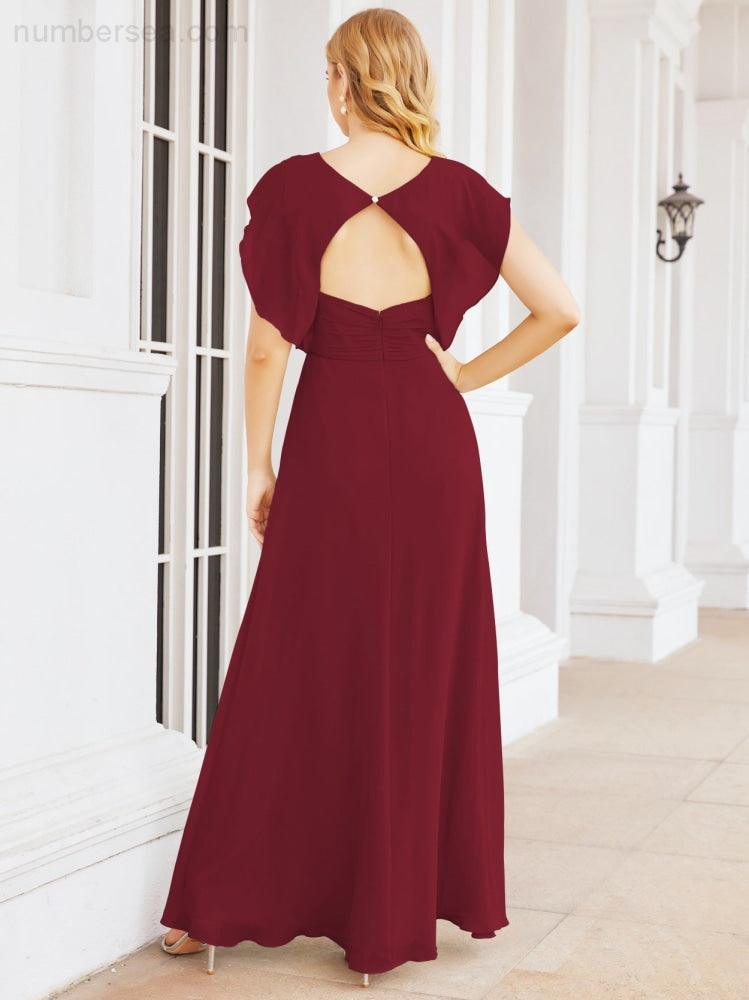 Robe de demoiselle d'honneur Sunnderly, robe de bal formelle à cape, robe dos nu pour la mère de la mariée SY28058 