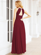 Baoleely Sleeveless Bridesmaid Dresses Long Prom Gown Zipper with Keyhole Back 28056