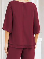 Baoleely Élégante robe mère de la mariée 2 pièces, grande taille, pantalon, volants, couches argentées, peignoir 28064