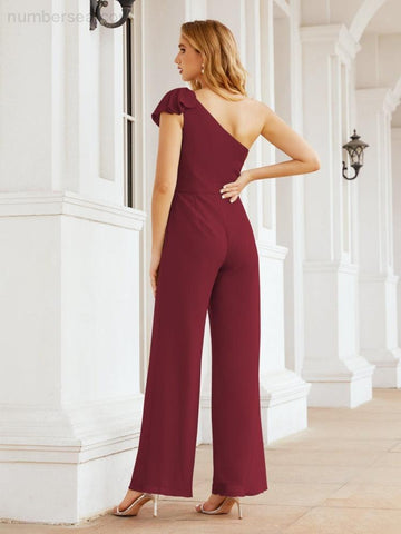 Baoleely Women's One Shoulder Long Jumpsuit Formal Evening Dress Long Bridesmaid Dresses Pants Wedding Party 28034