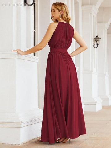 Baoleely Halter Bridesmaid Dress Empire Waist Formal Evening Prom Gown for Mother of The Bride 28030