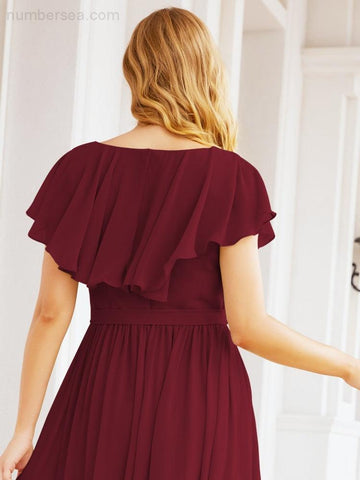 Vestidos de dama de honor con mangas abullonadas para fiesta formal de noche y graduación 28044 