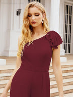 Baoleely Women's One Shoulder Long Jumpsuit Formal Evening Dress Long Bridesmaid Dresses Pants Wedding Party 28034