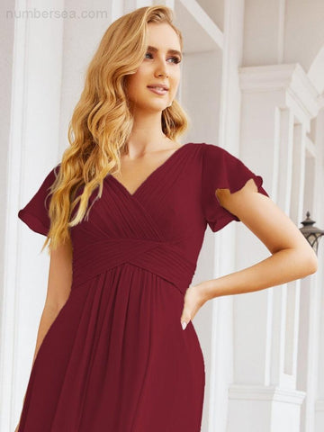 Baoleely Formal Prom Gowns for Mother of The Bride Cap Sleeves Bridesmaid Dress 28047