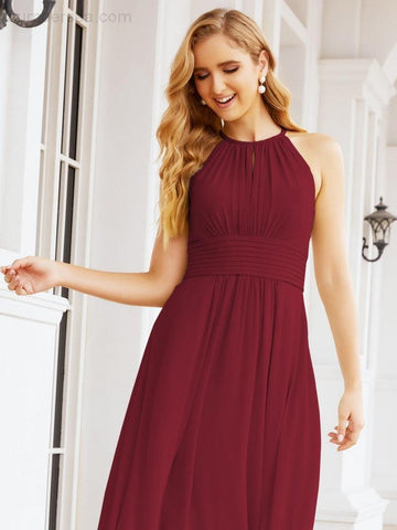 Vestidos de dama de honor Baoleely con escote tipo ojo de cerradura, sin mangas, para fiestas formales de noche y graduación 28043