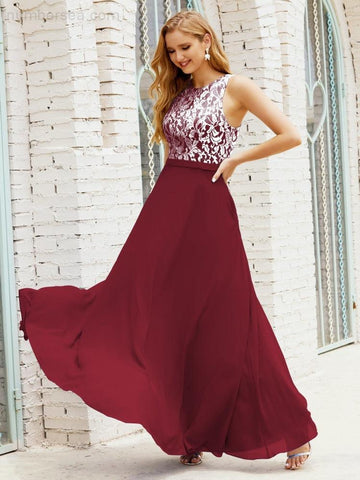 Vestido de dama de honor de encaje, largo hasta el suelo, con bolsillos, 28017 