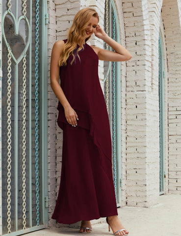 Vestido largo de gasa de talla grande para la madre de la novia, vestido de gala para dama de honor, vestido de graduación SY28019