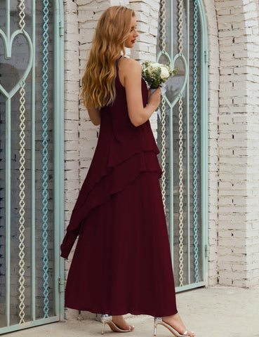 Vestido largo de gasa de talla grande para la madre de la novia, vestido de gala para dama de honor, vestido de graduación SY28019