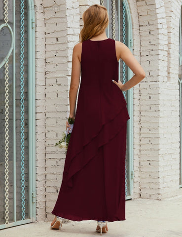 Vestido largo de gasa de talla grande para la madre de la novia, vestido de gala para dama de honor, vestido de graduación SY28019