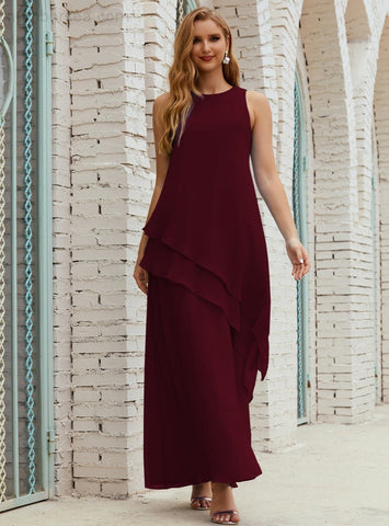 Vestido largo de gasa de talla grande para la madre de la novia, vestido de gala para dama de honor, vestido de graduación SY28019