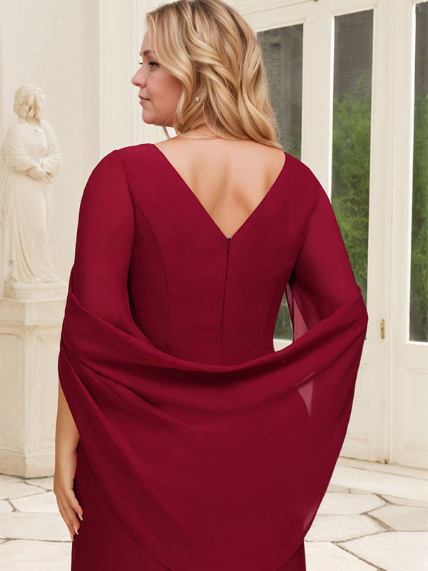 Vestido de chifón hasta el suelo, corte sirena/trompeta, para la madre de la novia, con pliegues 