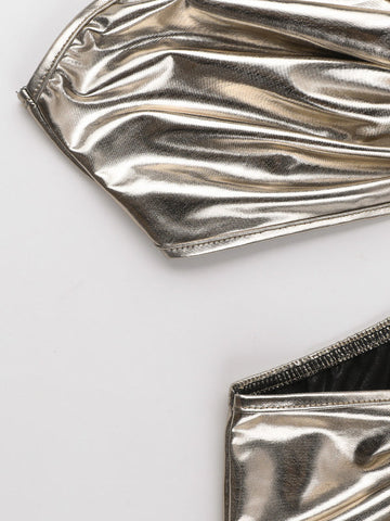 Vestidos largos de noche ajustados, sin mangas, asimétricos, plisados, brillantes, con abertura en la espalda y un solo hombro. 