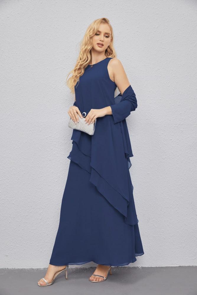 Vestidos de madre de la novia con cárdigan ligero abierto al frente, vestido formal de fiesta 28081 