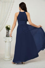 Robe de soirée formelle Baoleely en mousseline de soie, col licou, longue, sans manches, robe de demoiselle d'honneur 2802 