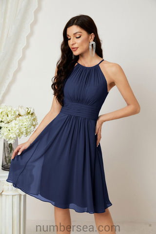 Vestidos de fiesta de bienvenida con cuello halter, vestido formal de cóctel para noche 28011 