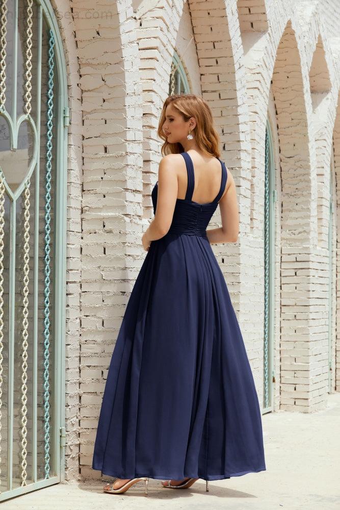 Vestidos de dama de honor con cuello halter, vestido formal de cóctel o de fiesta 28015 