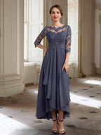 Vestidos de corte princesa/línea A para la madre de la novia, manga larga y apliques. 