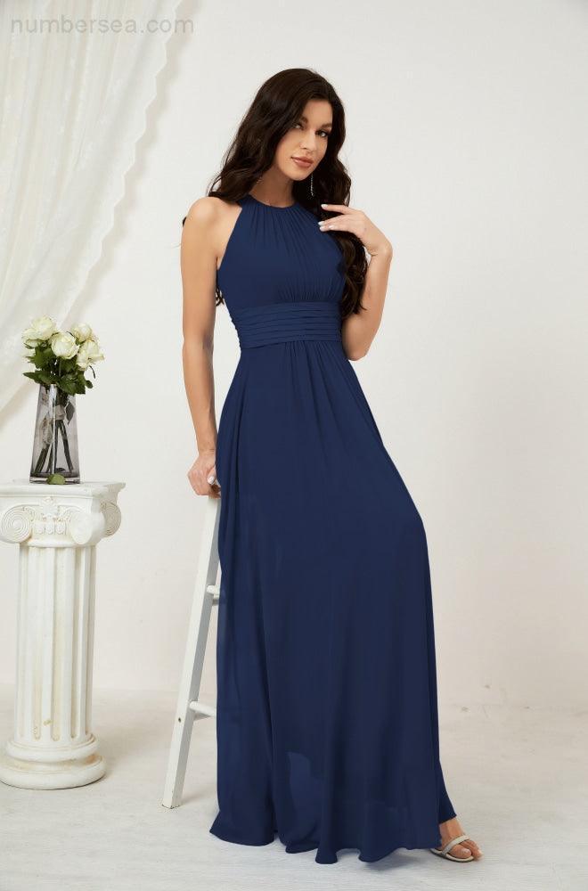 Robe de soirée formelle Baoleely en mousseline de soie, col licou, longue, sans manches, robe de demoiselle d'honneur 2802 