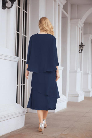 Vestido de fiesta formal de dos piezas corte A para la madre de la novia Sunderly SY28072